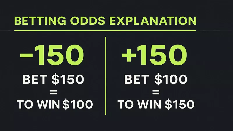 Betting Odds Explained Infographic explaining betting odds with minus and plus examples