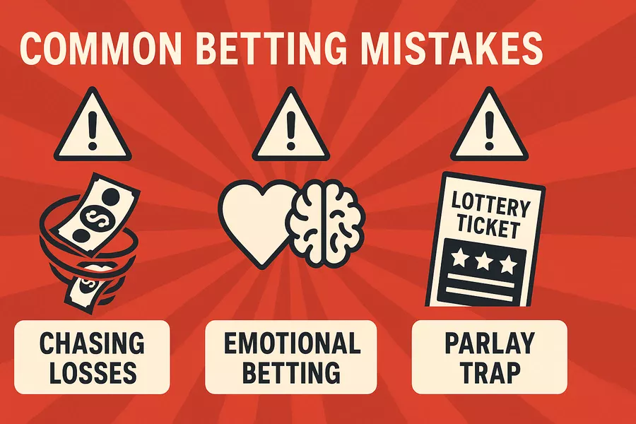 Avoid Betting Mistakes Warning infographic showing common betting mistakes to avoid