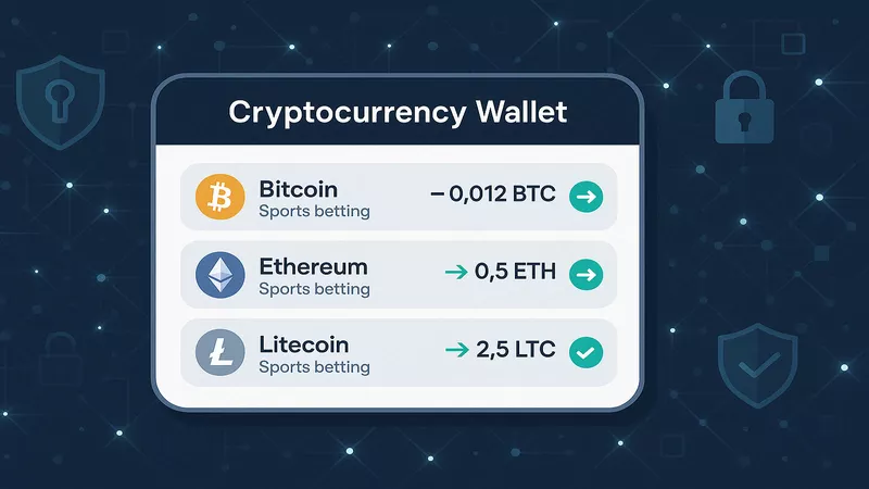 Crypto Betting Wallet Cryptocurrency wallet showing Bitcoin and Ethereum transactions for sports betting