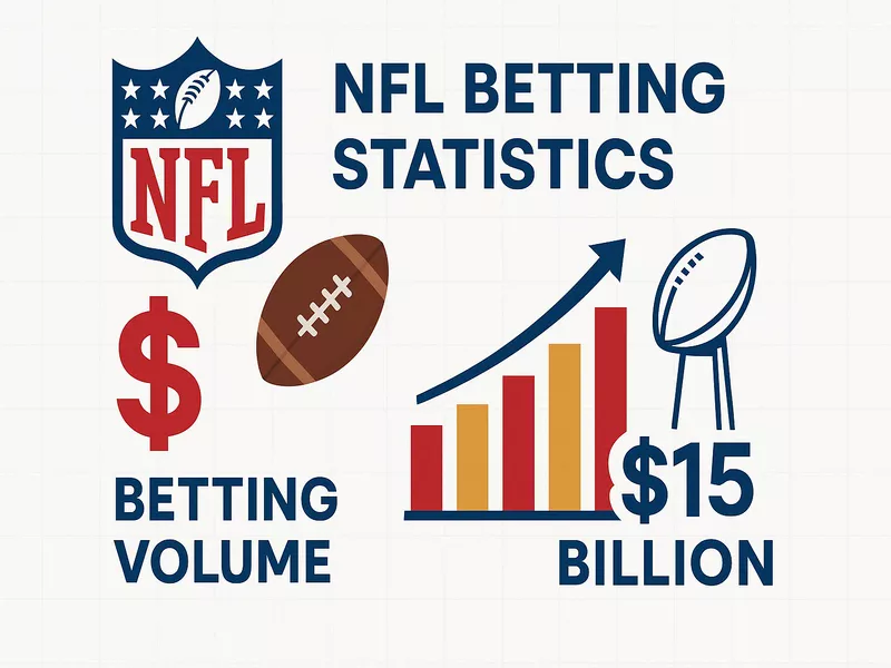 NFL betting market statistics and growth infographic showing billions in wagers