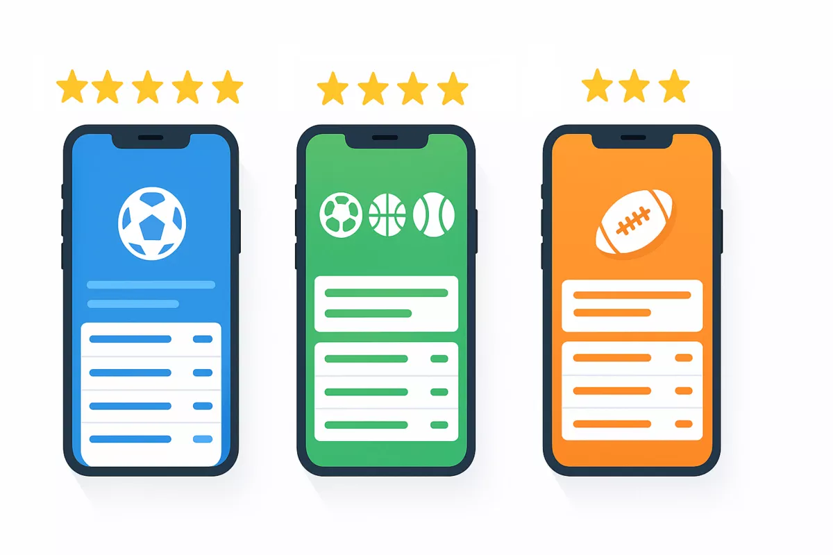 Comparison of top three sportsbook apps showing ratings and interfaces